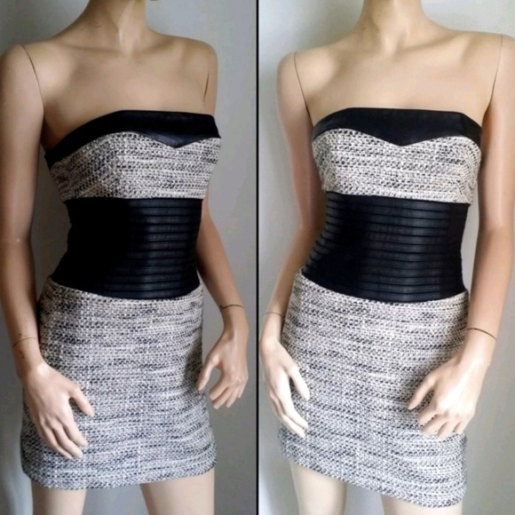 Black And White Tweed Bebe Dress - Picture 1 of 4